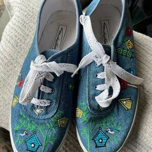 Colorful Birdhouse Canvas Sneakers